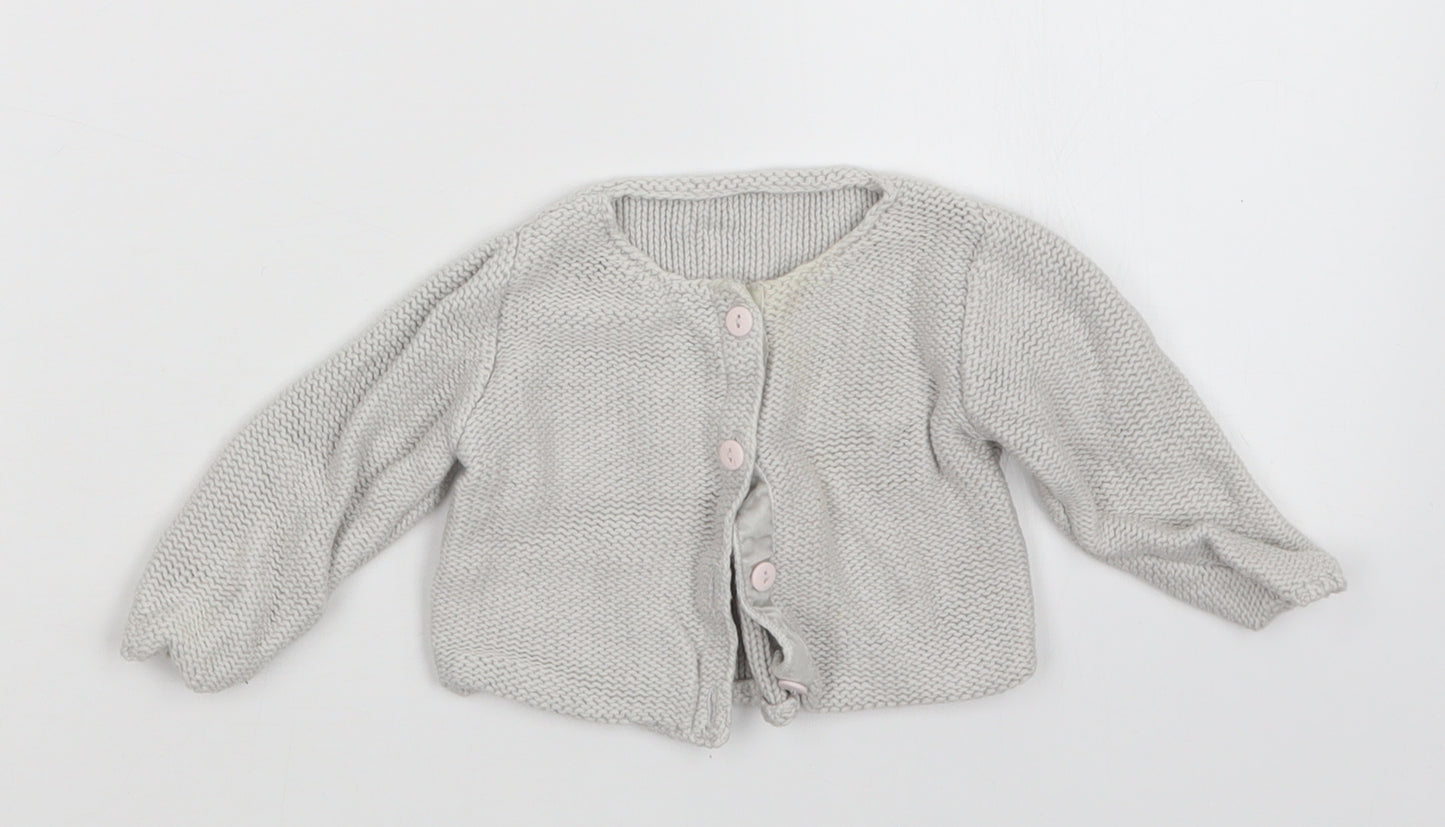 M&S Girls Grey   Cardigan Jumper Size 0-3 Months