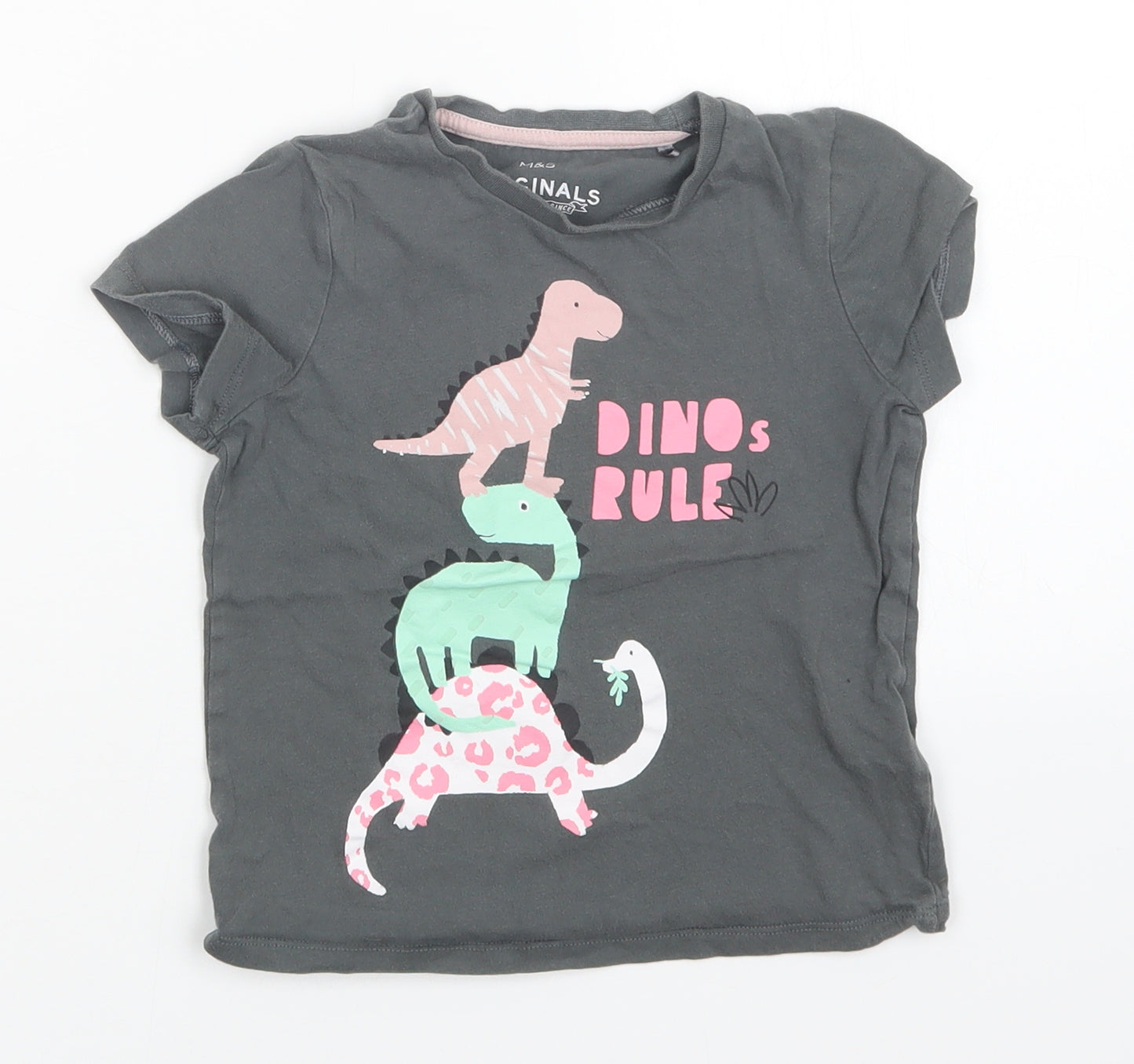 M&S Girls Grey   Basic T-Shirt Size 5-6 Years