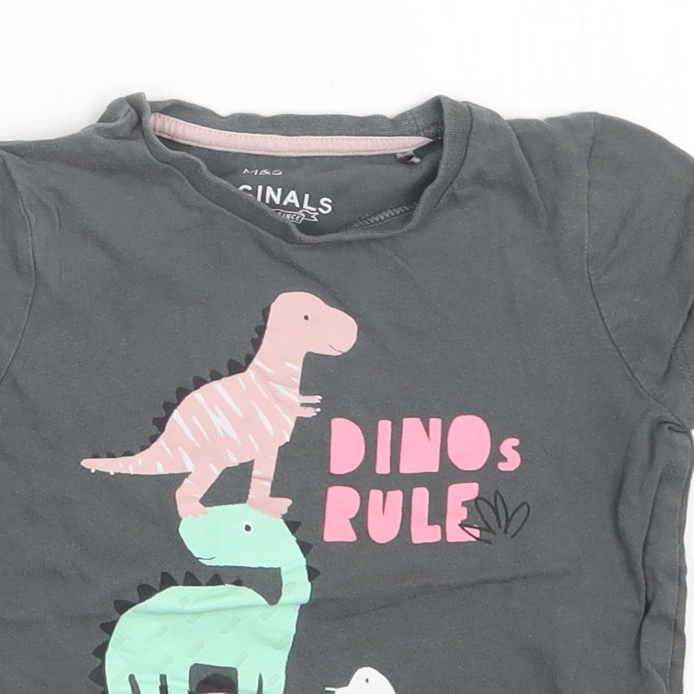 M&S Girls Grey   Basic T-Shirt Size 5-6 Years