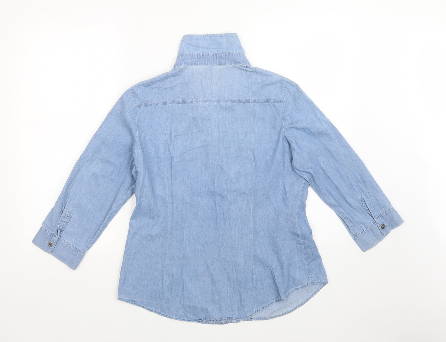 Fun & Flirt Womens Blue   Basic Button-Up Size L