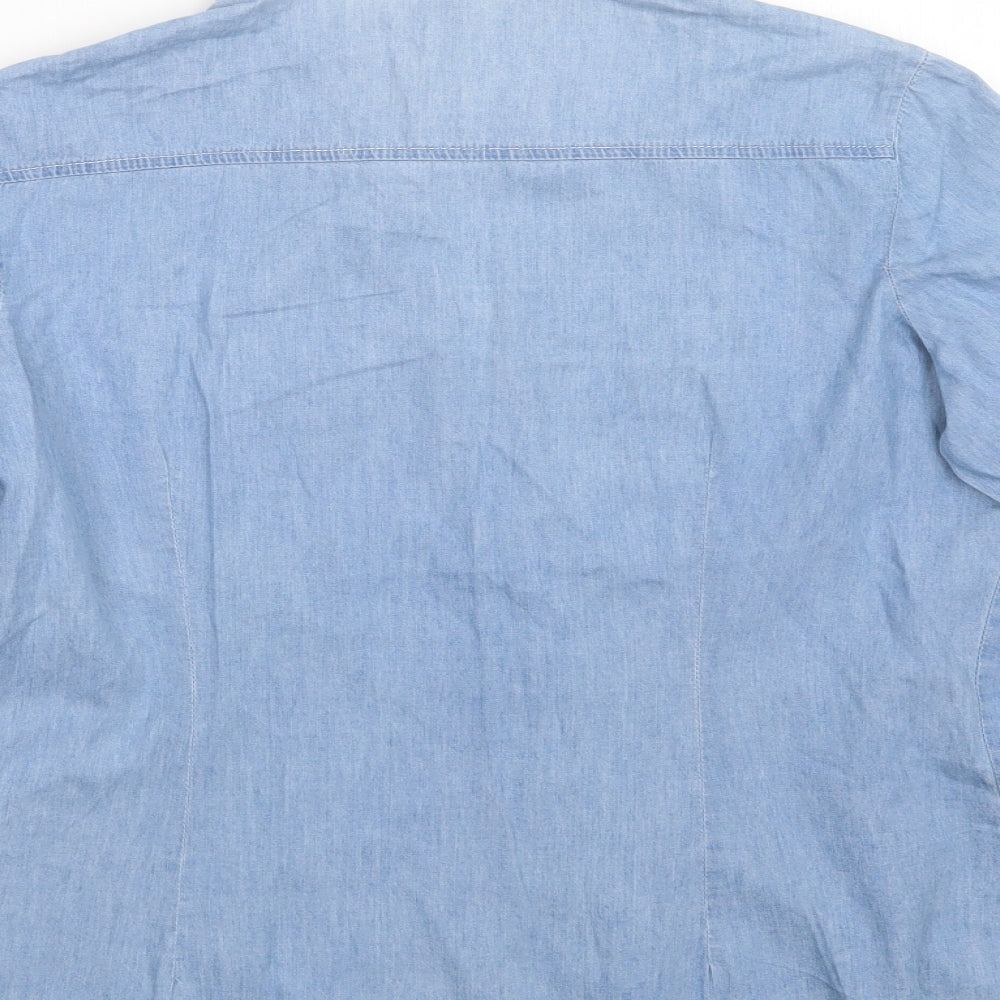 Fun & Flirt Womens Blue   Basic Button-Up Size L