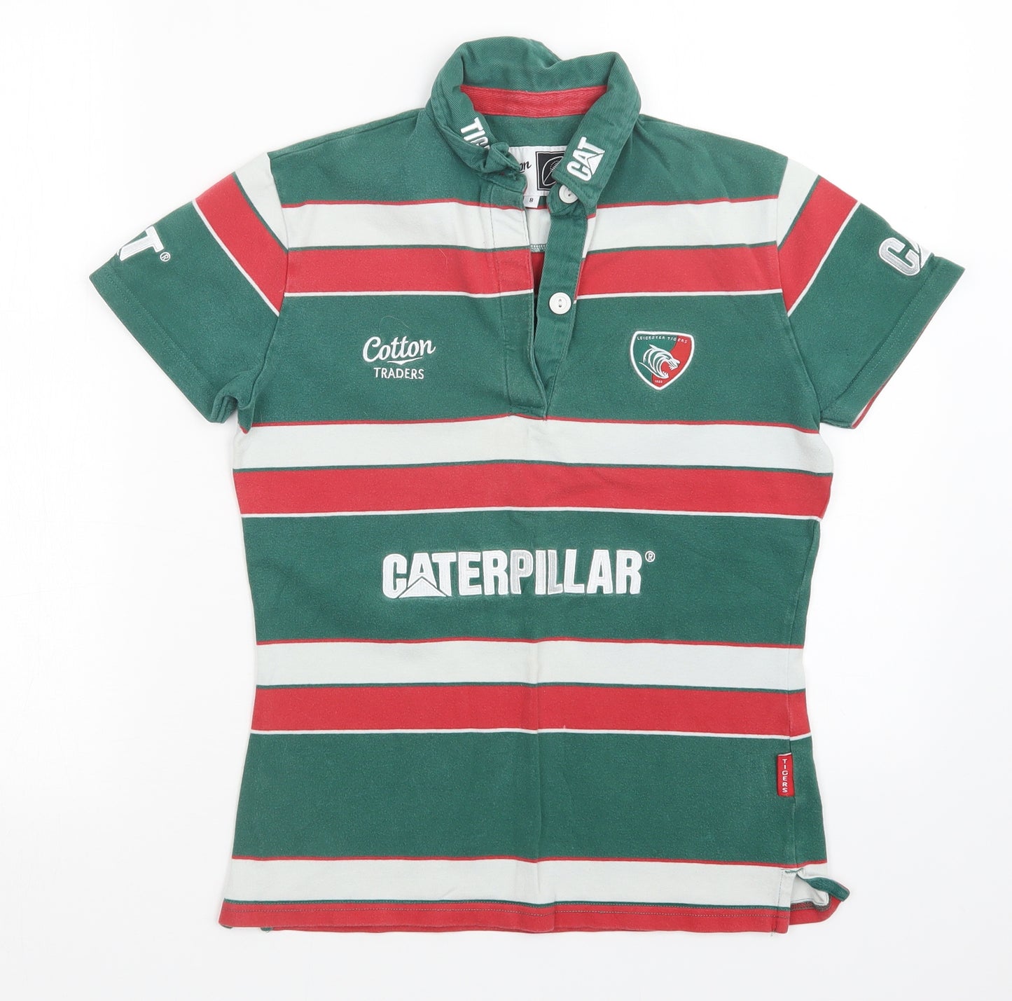 Cotton Traders Womens Multicoloured Striped  Basic Polo Size 8  - Leicester Tigers