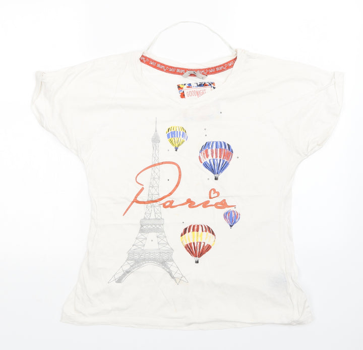 TU Womens White Top Pyjama Top Size 12