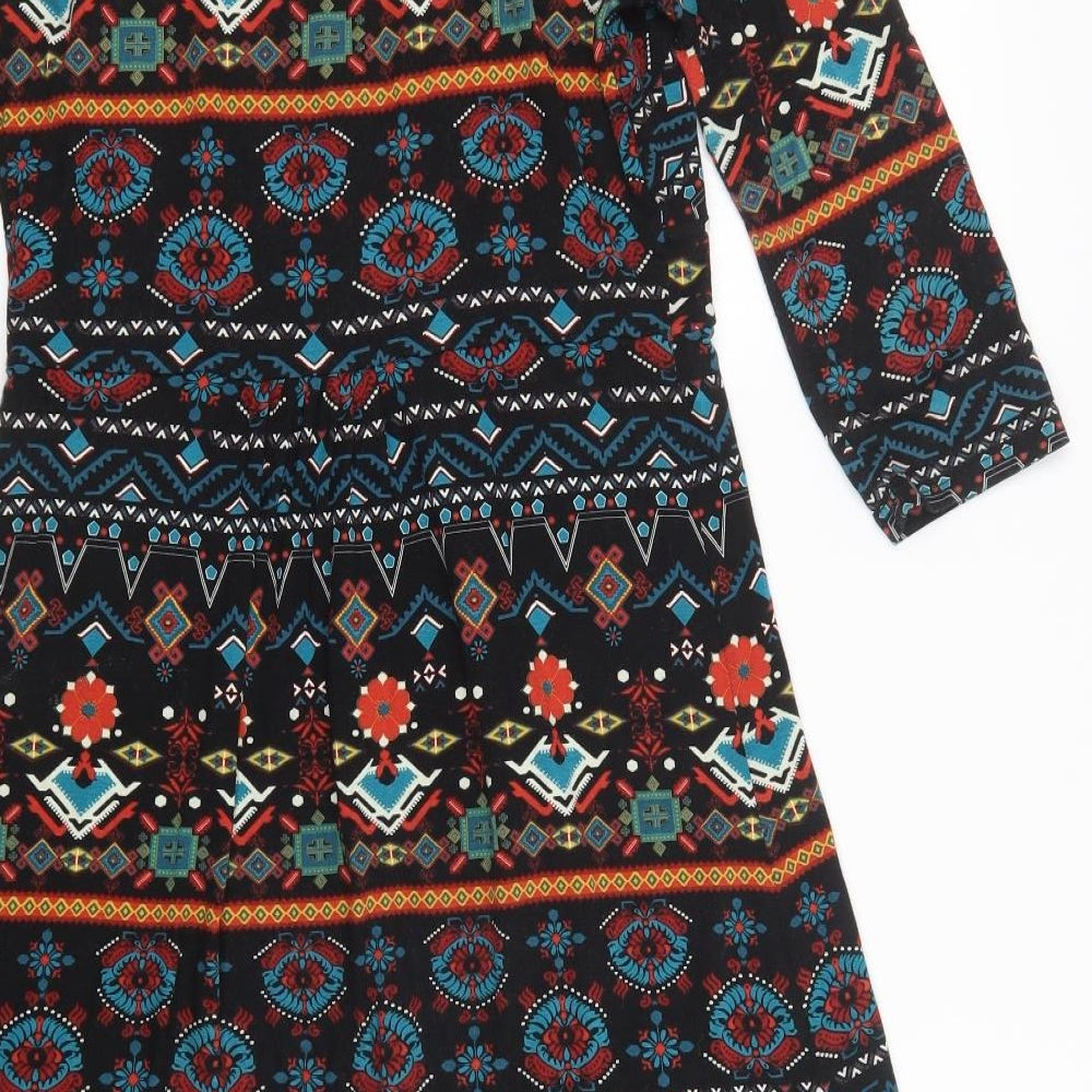 Monsoon Womens Multicoloured Geometric  A-Line  Size 12