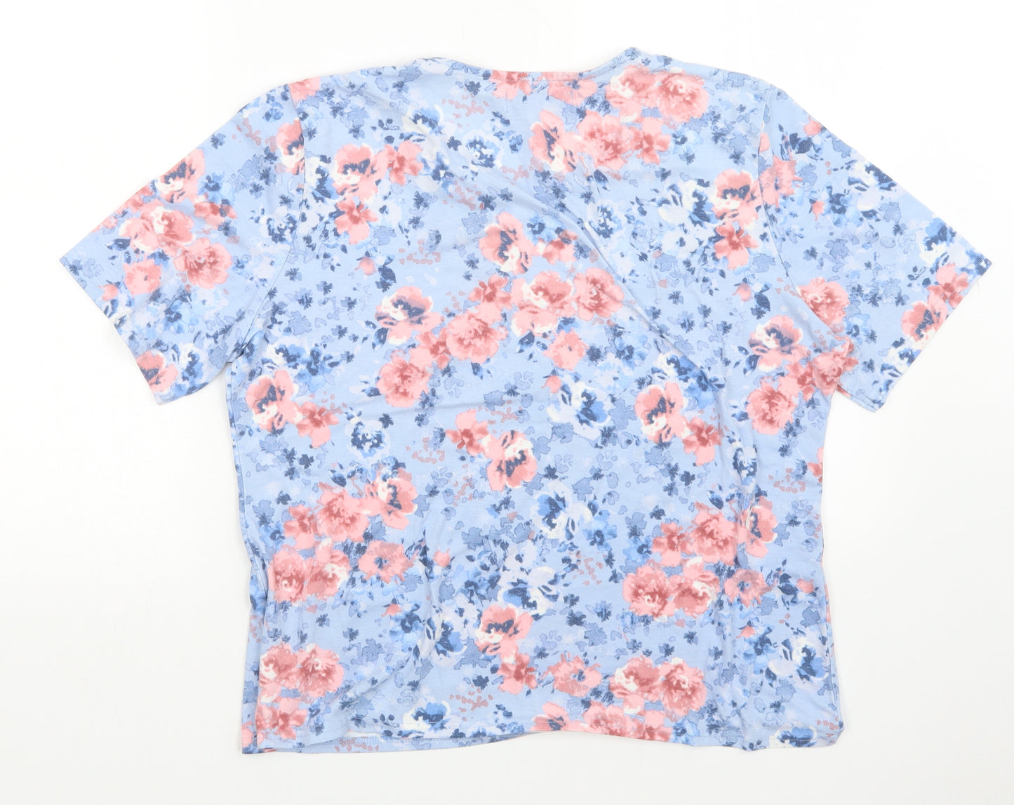 Honor Millburn Womens Purple Floral  Basic T-Shirt Size M