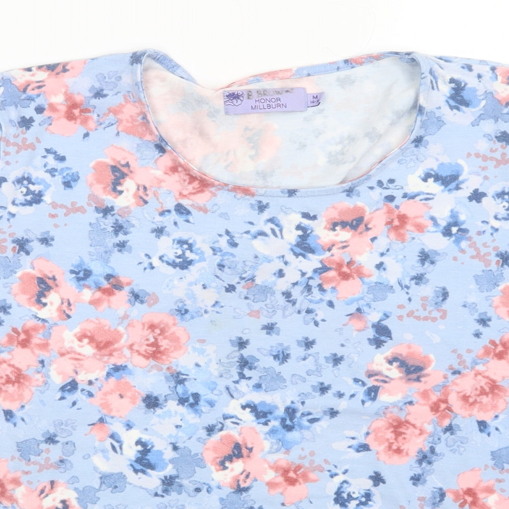 Honor Millburn Womens Purple Floral  Basic T-Shirt Size M
