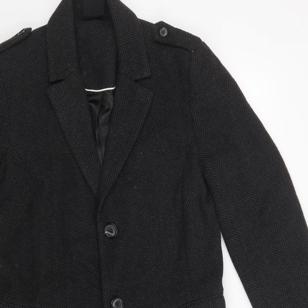 Topman Mens Black   Trench Coat Coatigan Size M