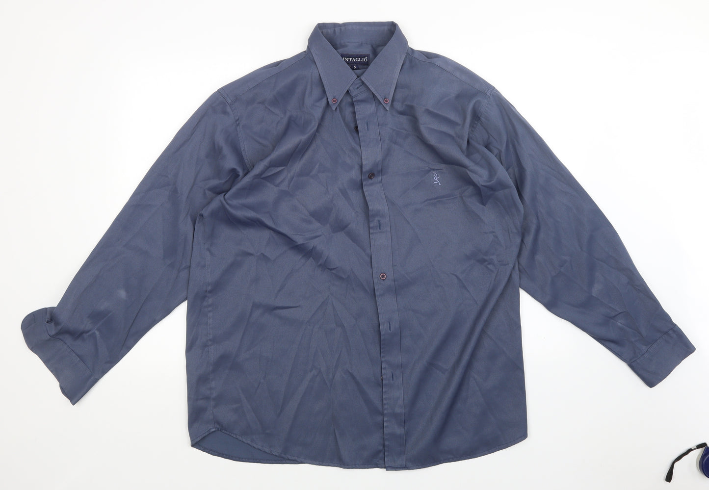 Intaglio Mens Blue    Dress Shirt Size XL