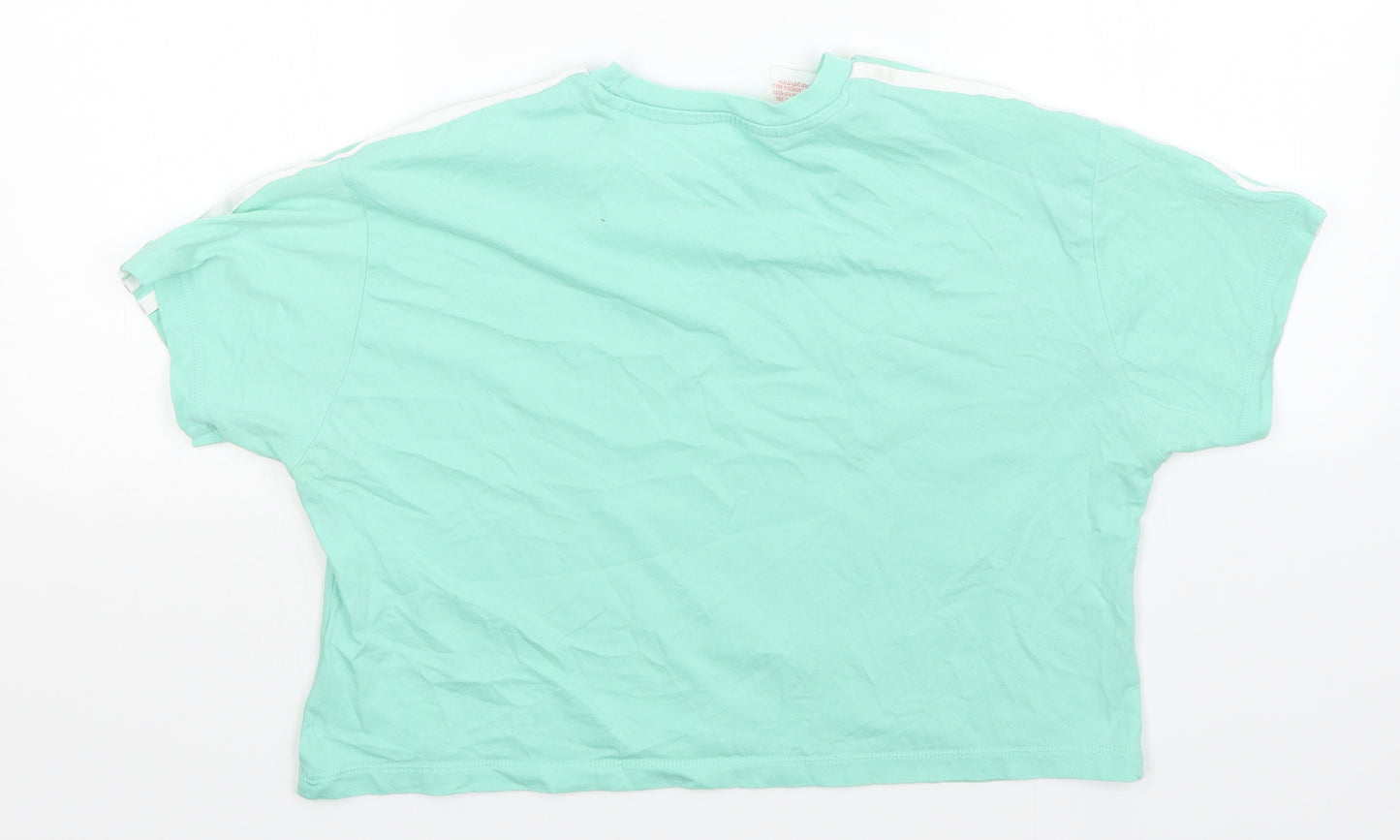 adidas Girls Green Floral  Basic T-Shirt Size 13-14 Years