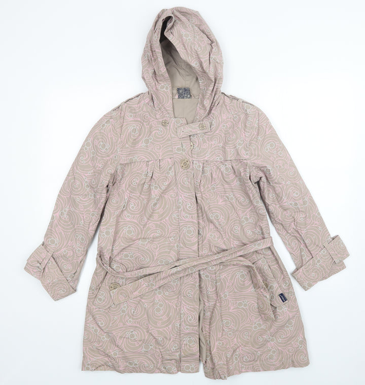 HOOCH Womens Beige Floral  Overcoat Coat Size 10