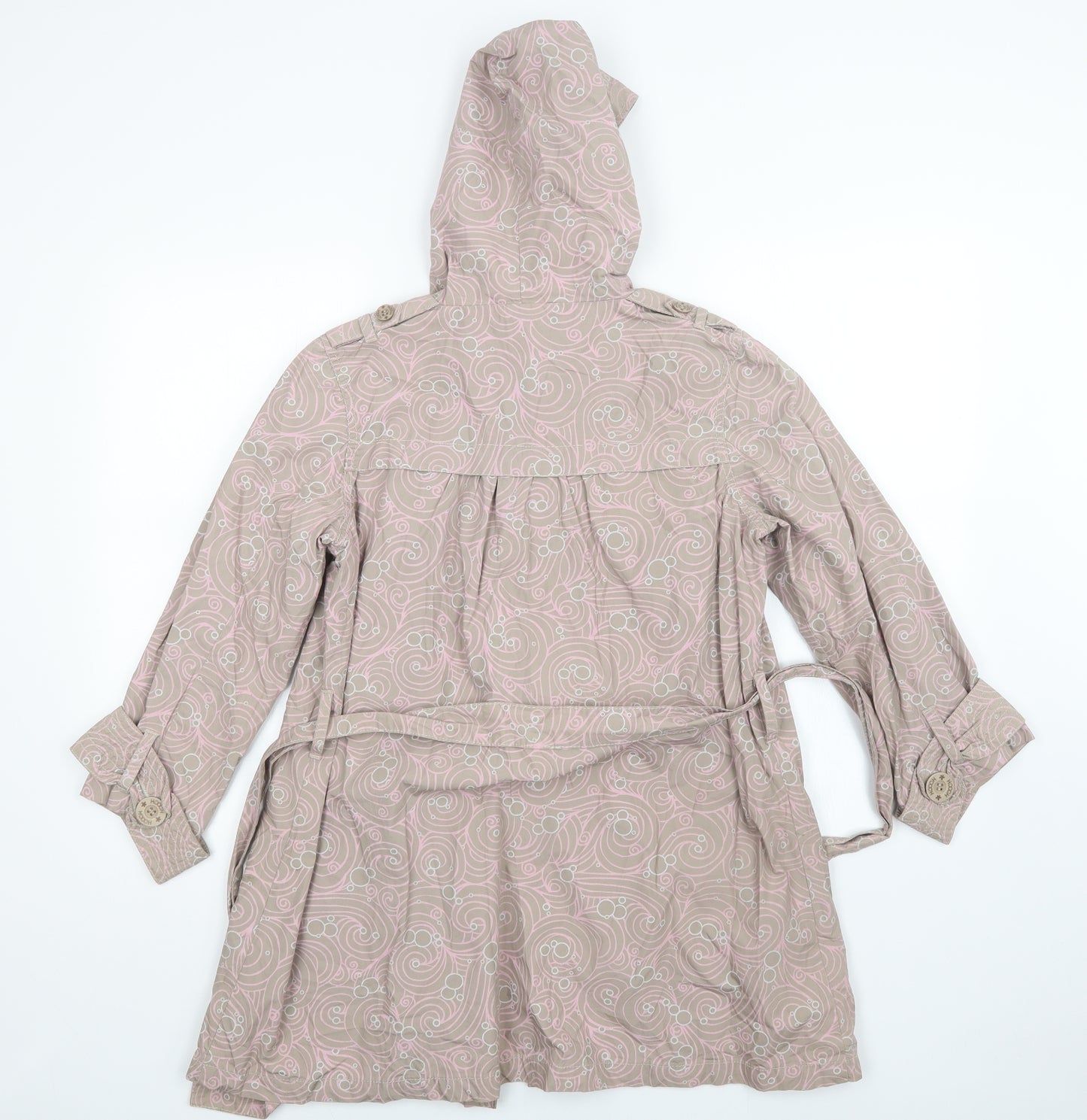 HOOCH Womens Beige Floral  Overcoat Coat Size 10