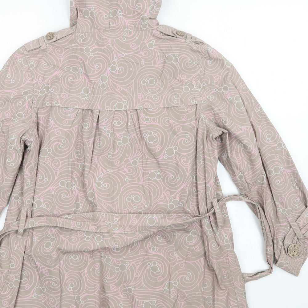 HOOCH Womens Beige Floral  Overcoat Coat Size 10