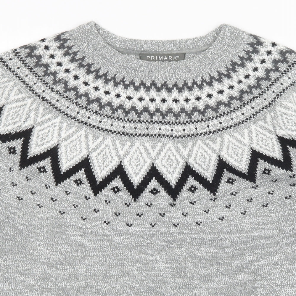 Primark Womens Grey Argyle/Diamond  Pullover Jumper Size M