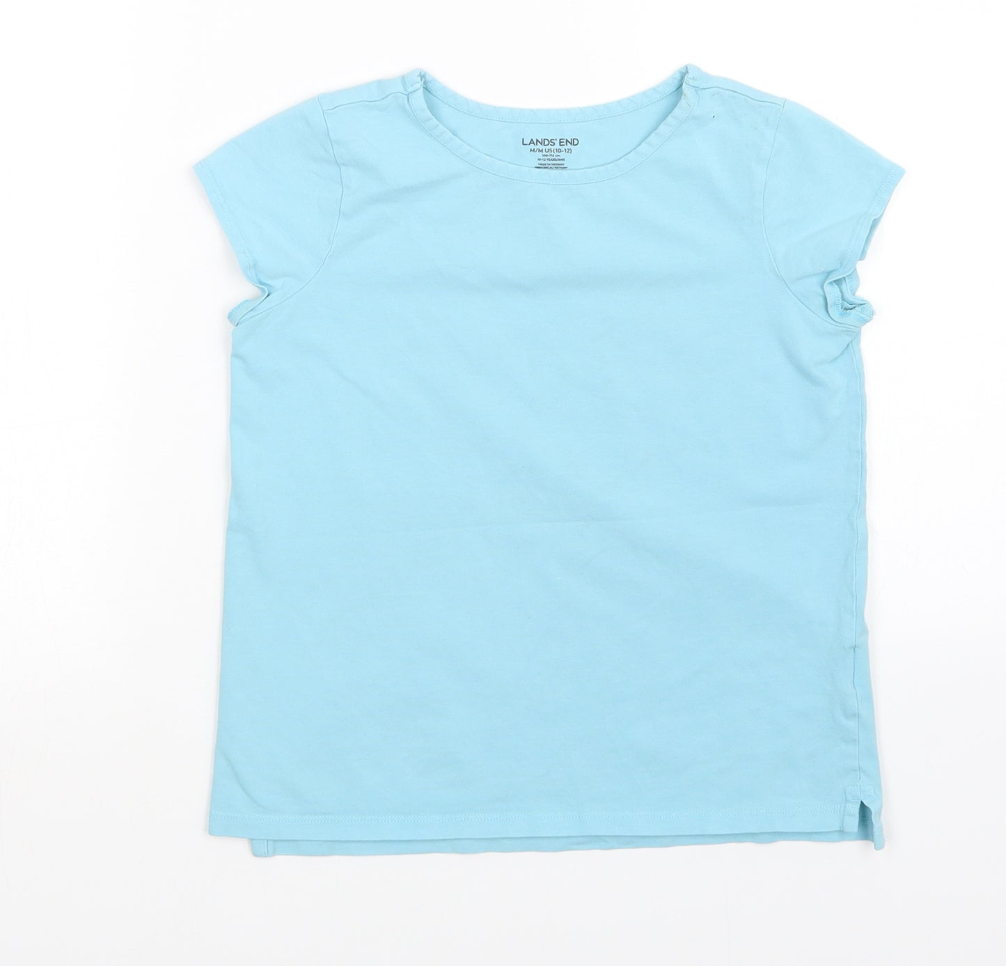 Lands End Girls Blue   Basic T-Shirt Size 10-11 Years