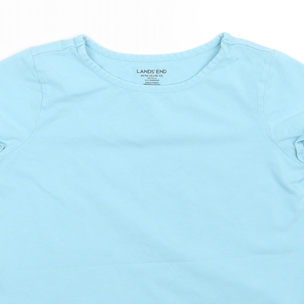 Lands End Girls Blue   Basic T-Shirt Size 10-11 Years