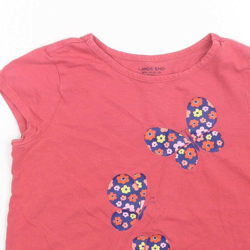 Lands End Girls Pink   Basic T-Shirt Size 10-11 Years