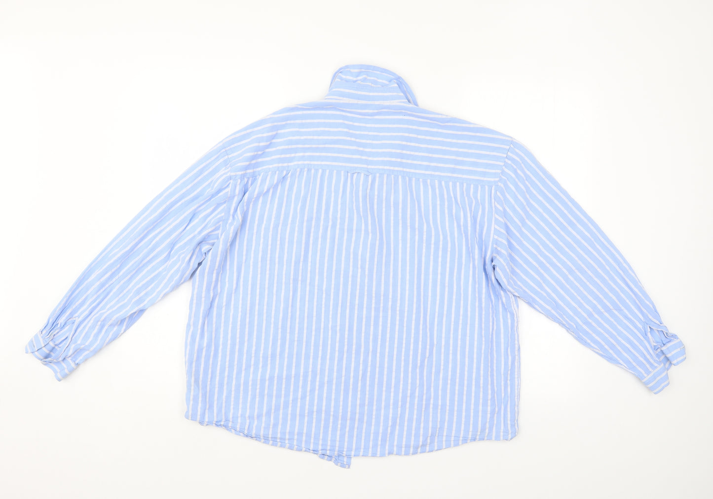 MONKL Womens Blue Striped  Basic Button-Up Size L