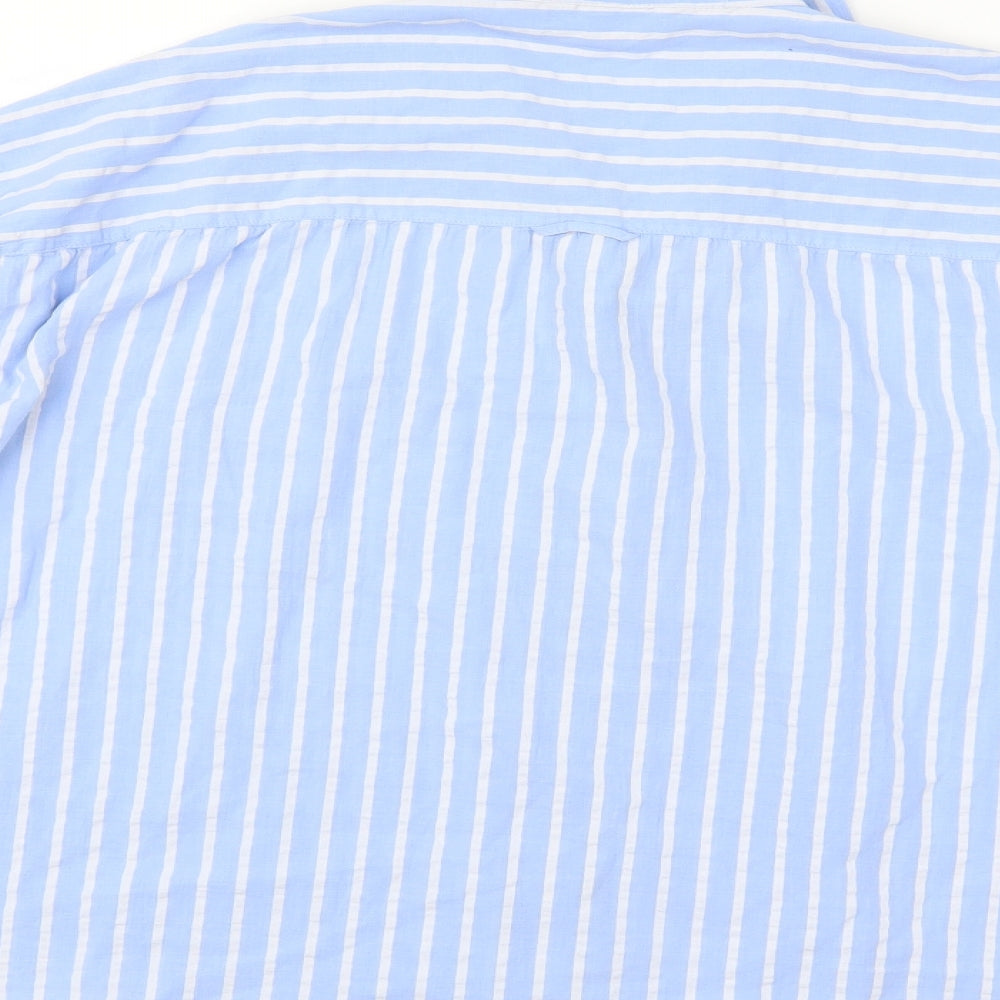 MONKL Womens Blue Striped  Basic Button-Up Size L