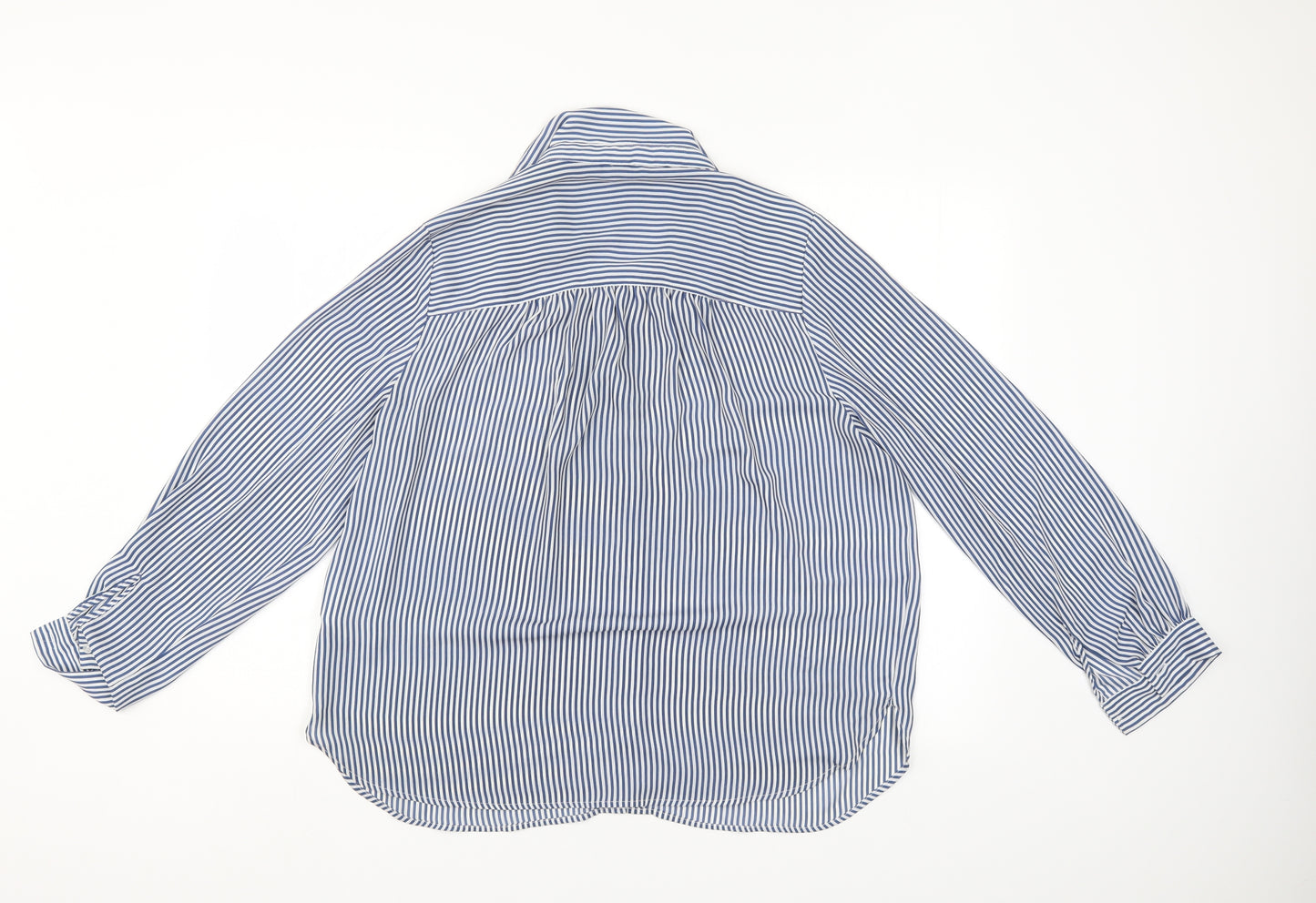 H&M Womens Blue Striped  Basic Button-Up Size M