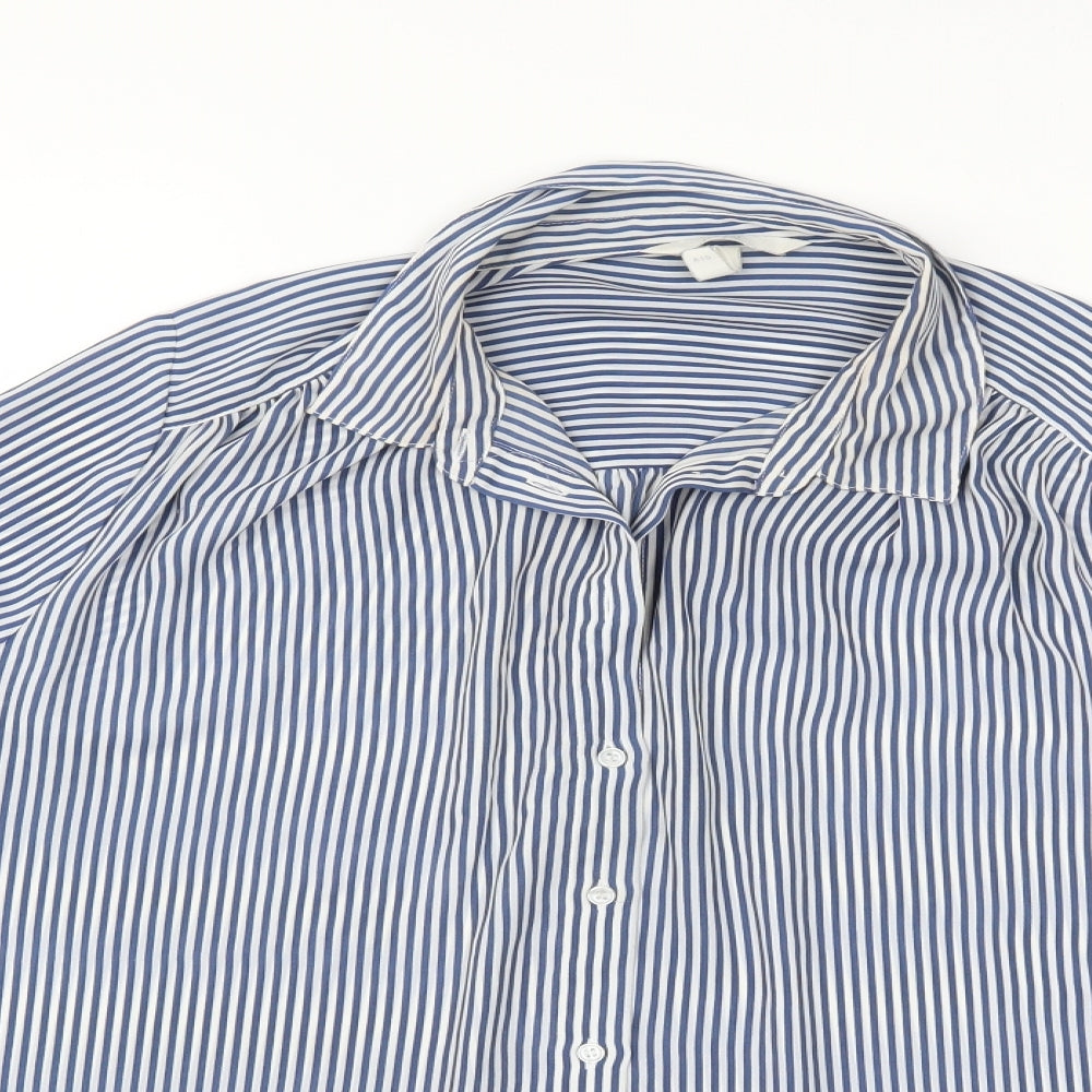 H&M Womens Blue Striped  Basic Button-Up Size M