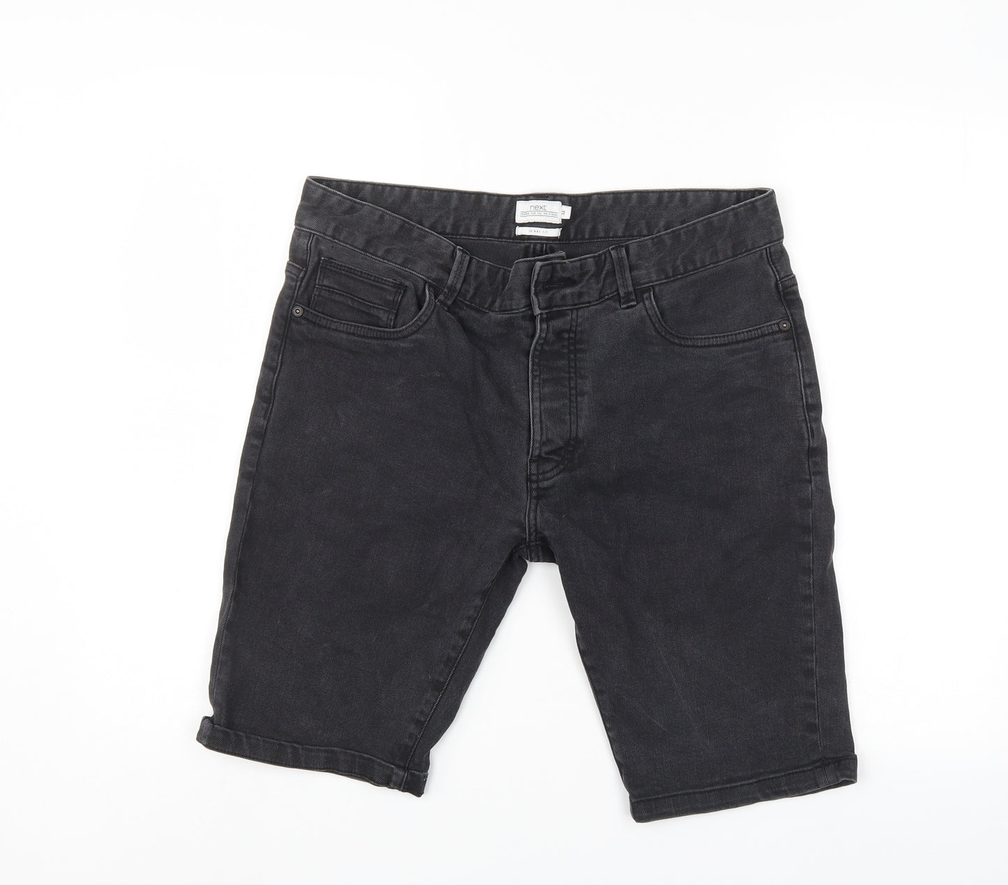 NEXT Mens Black  Denim Bermuda Shorts Size 32