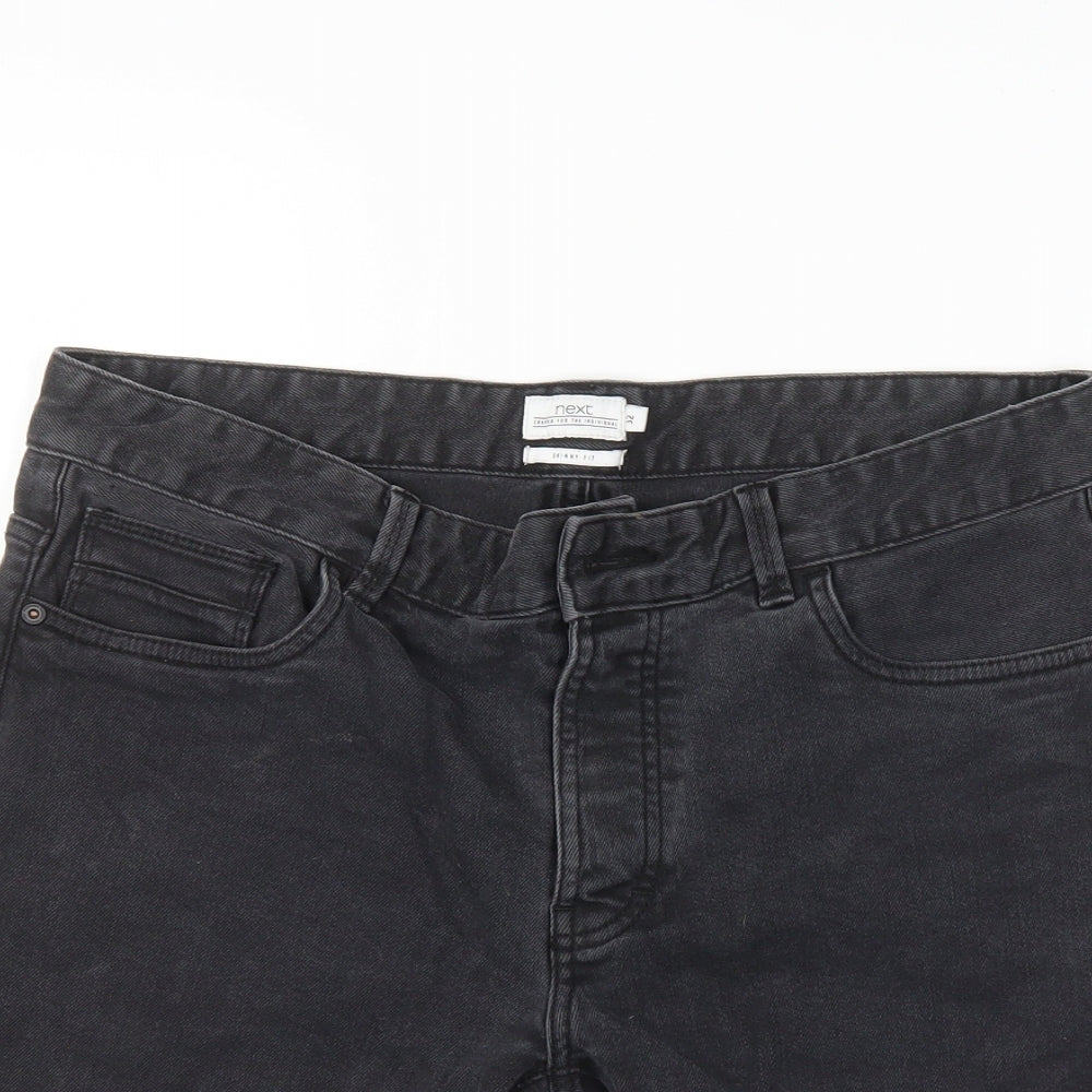 NEXT Mens Black  Denim Bermuda Shorts Size 32