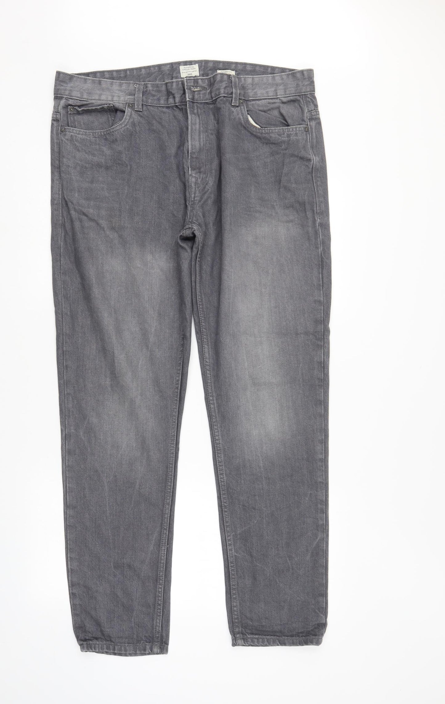 Authentic Casual Wear Mens Grey  Denim Straight Jeans Size 38 L31 in