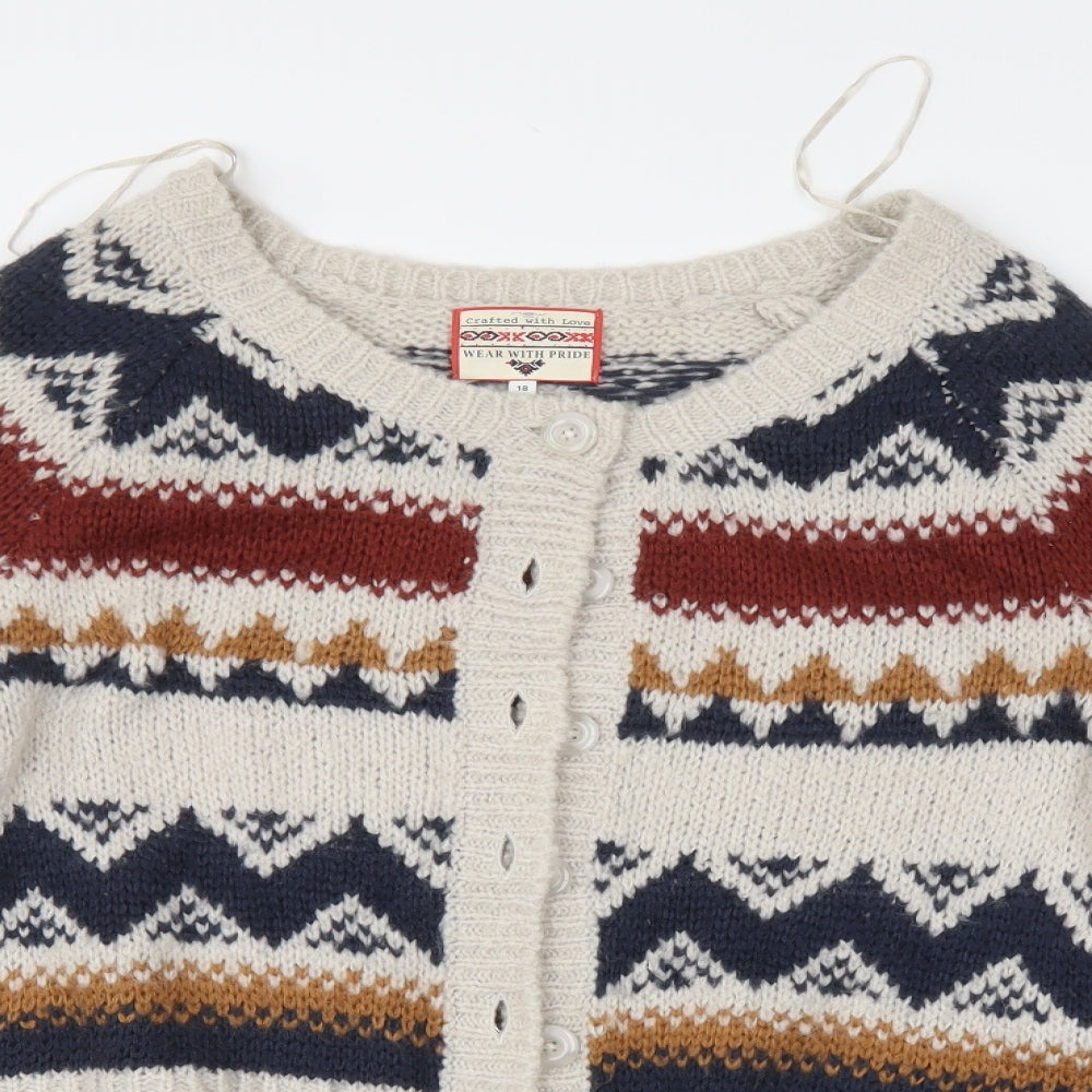 New Look Womens Multicoloured Geometric  Cardigan Jumper Size 18