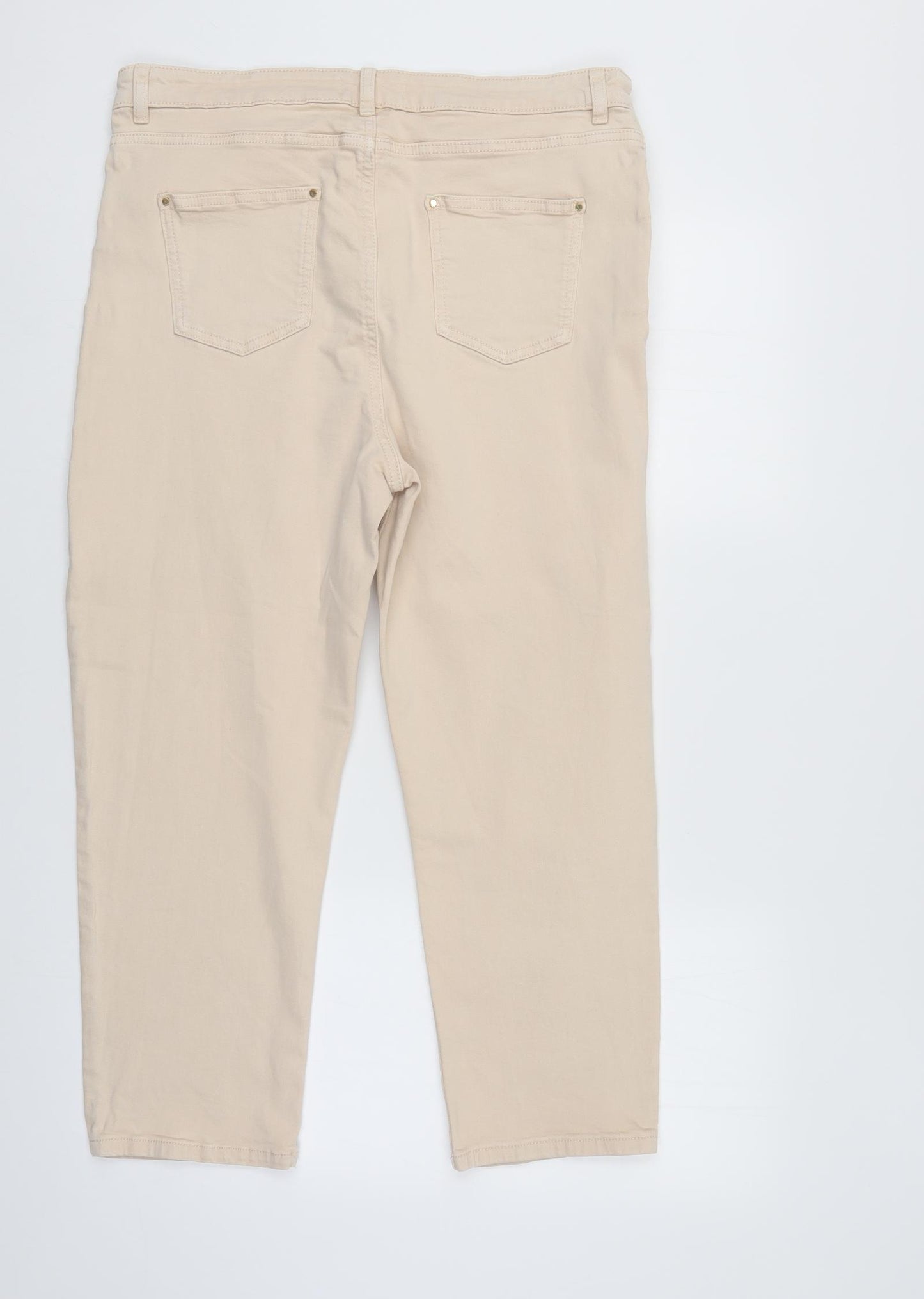 M&S Womens Ivory  Denim Cropped Jeans Size 16 L24 in
