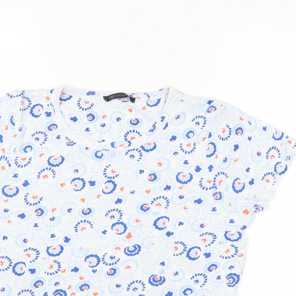 M&S Womens Multicoloured Floral  Basic T-Shirt Size 16