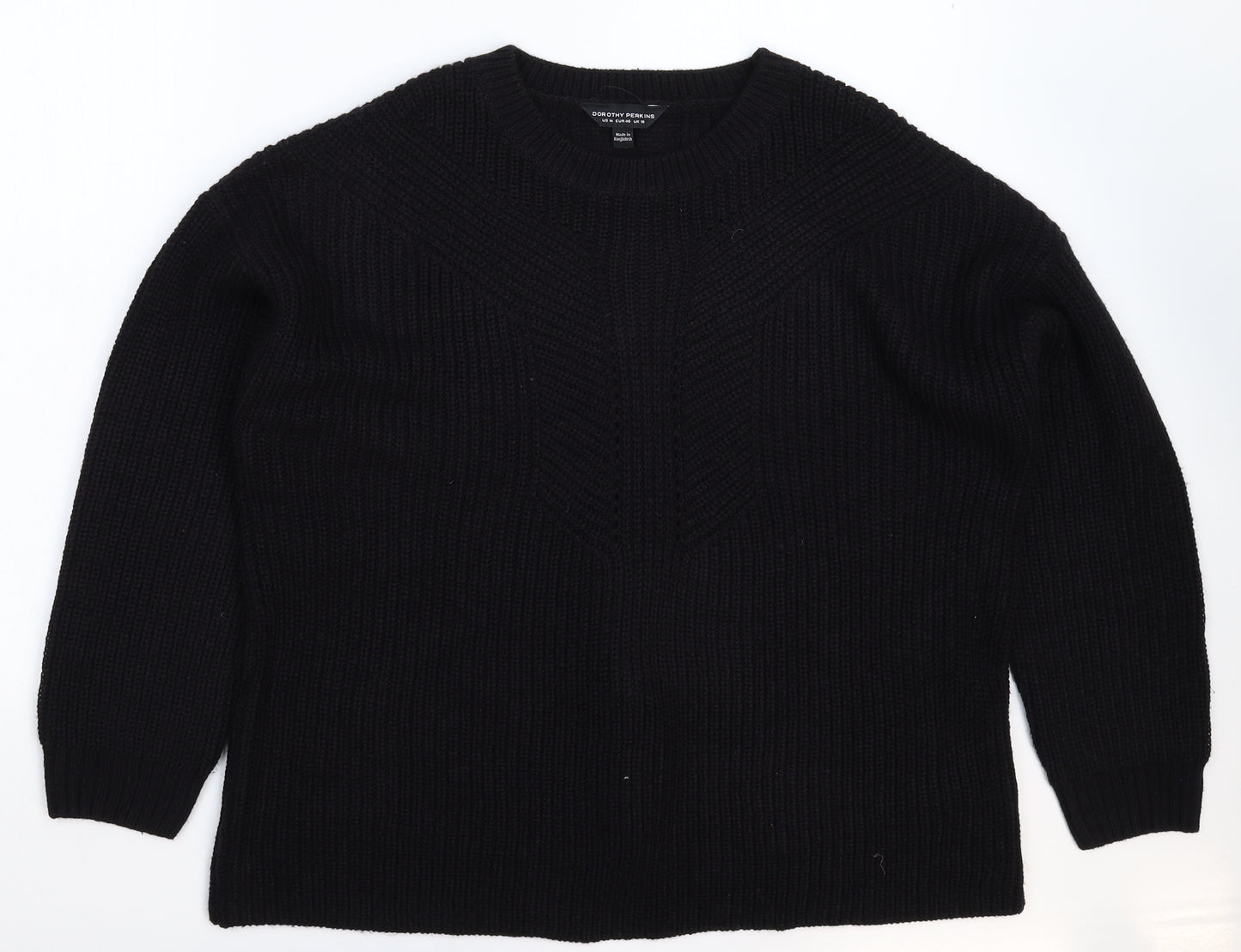 Dorothy Perkins Womens Black  Knit Pullover Jumper Size 18
