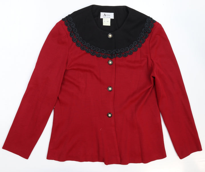 Alexa Womens Red  Knit Jacket Coatigan Size 18