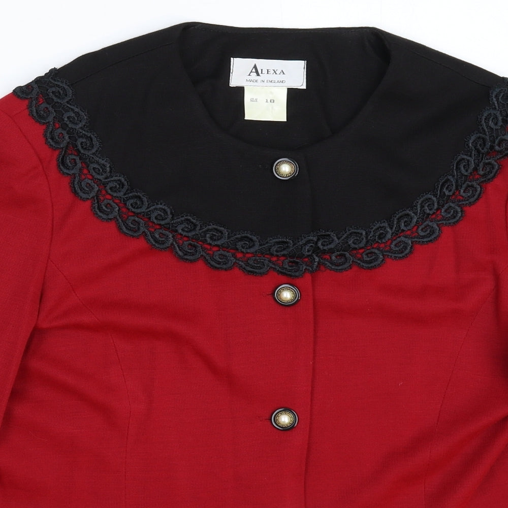 Alexa Womens Red  Knit Jacket Coatigan Size 18