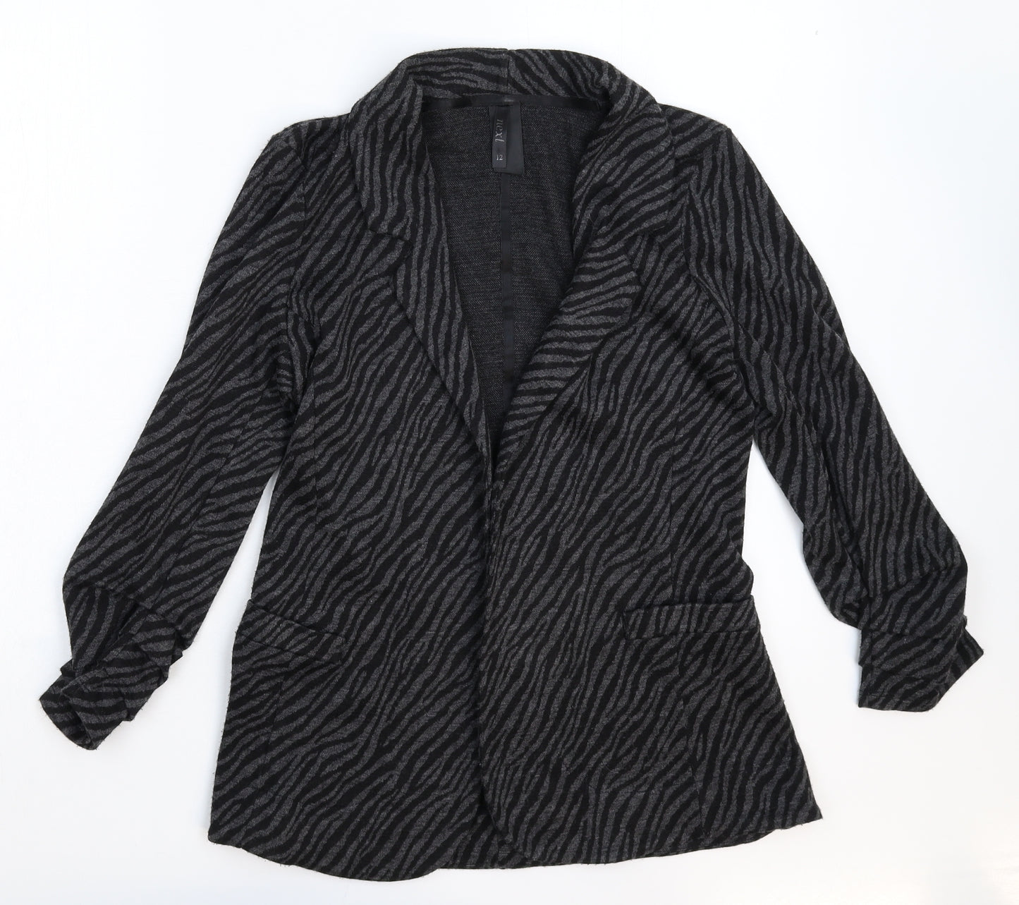 NEXT Womens Grey Animal Print Knit Jacket Blazer Size 12
