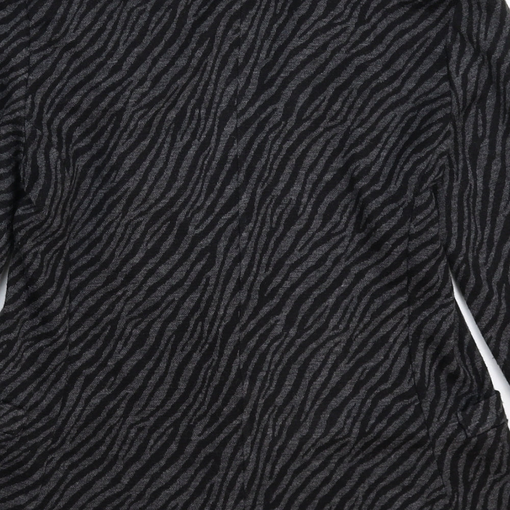 NEXT Womens Grey Animal Print Knit Jacket Blazer Size 12