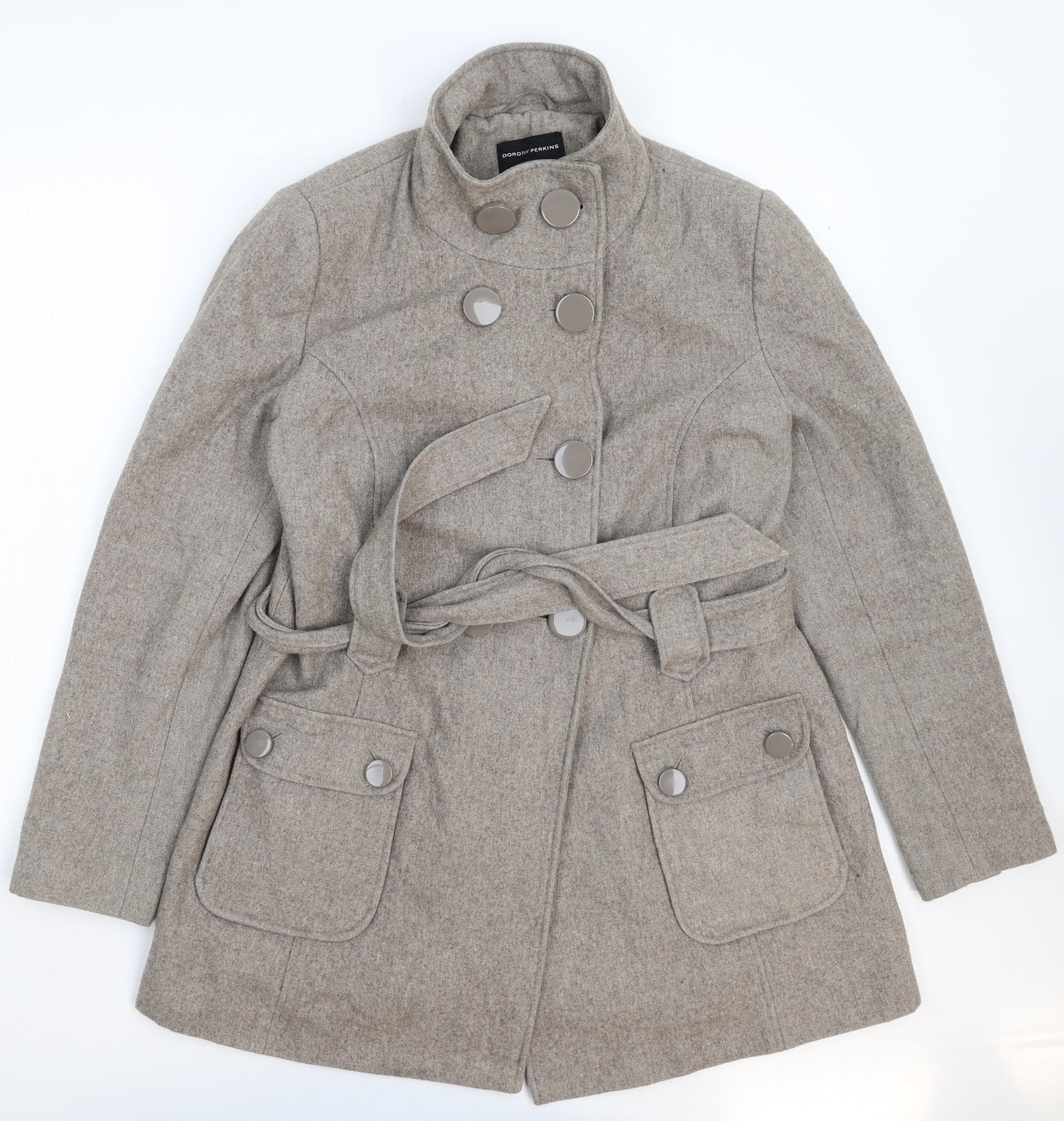 Dorothy Perkins Womens Grey   Pea Coat Coat Size 12