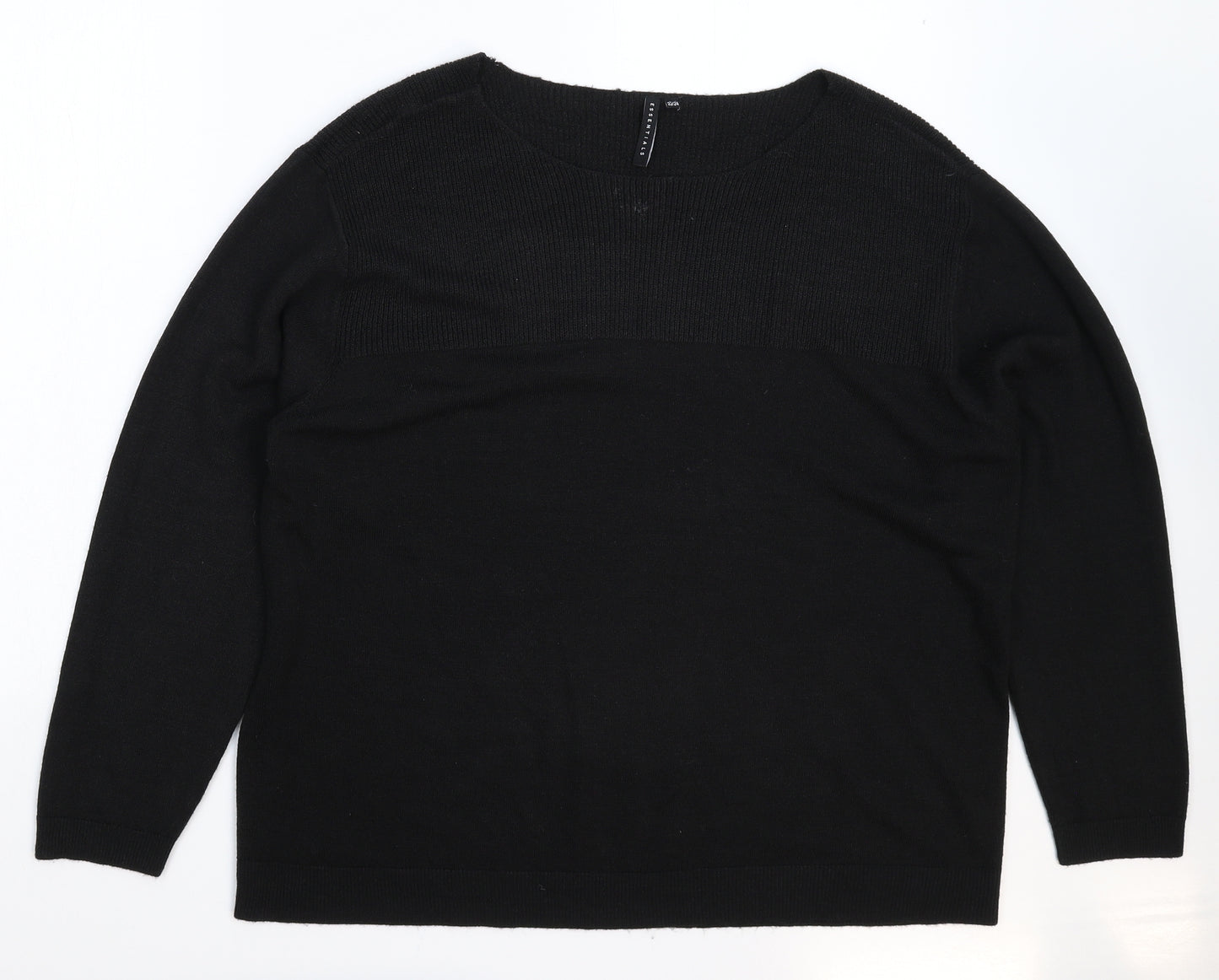 Essentials Womens Black  Knit Pullover Jumper Size 24