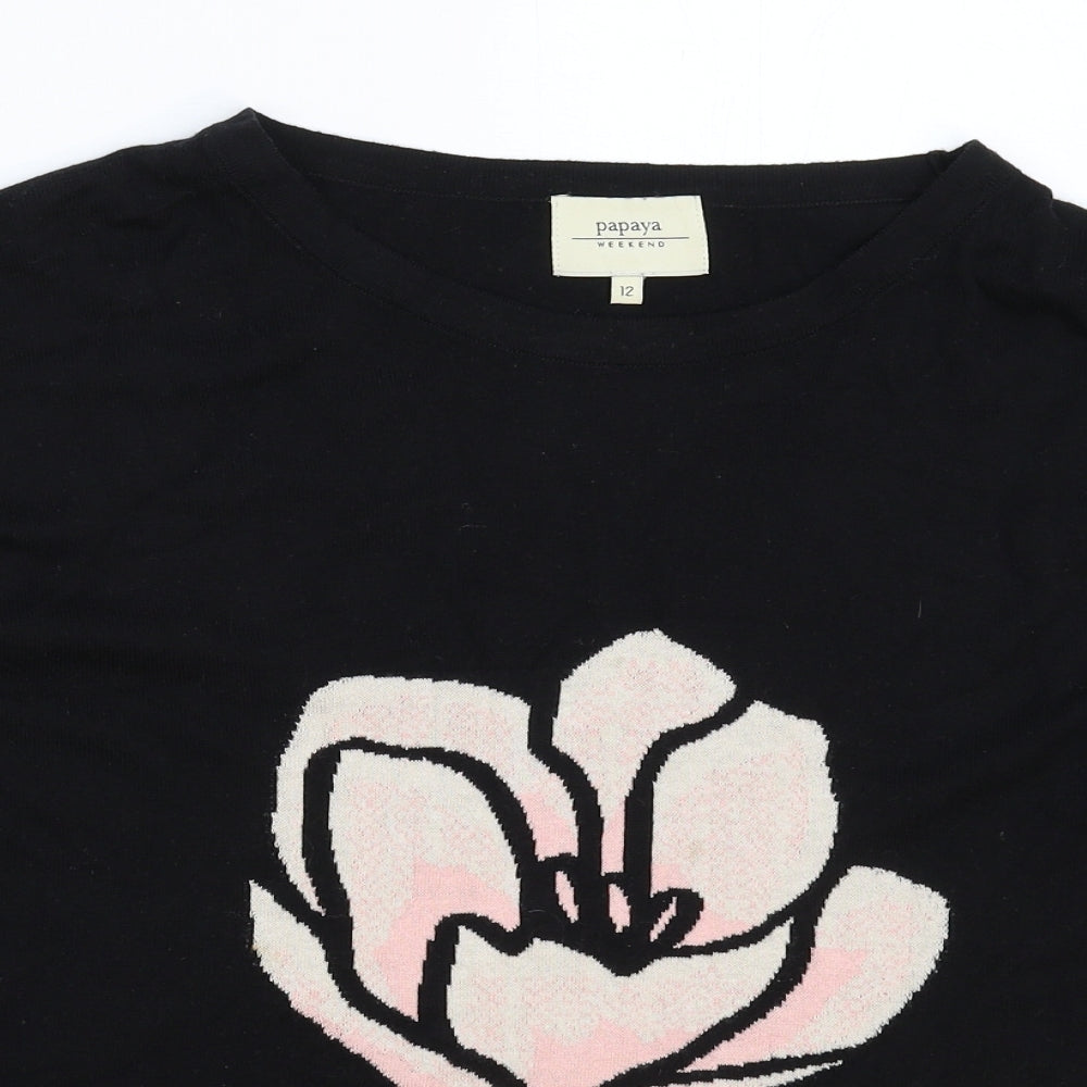 Papaya Womens Black  Knit Pullover Jumper Size 12