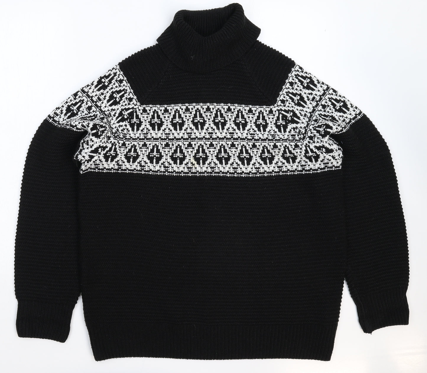 Marks and Spencer Mens Black Geometric Knit Pullover Jumper Size L