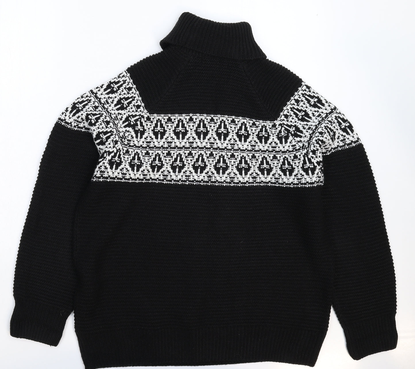Marks and Spencer Mens Black Geometric Knit Pullover Jumper Size L