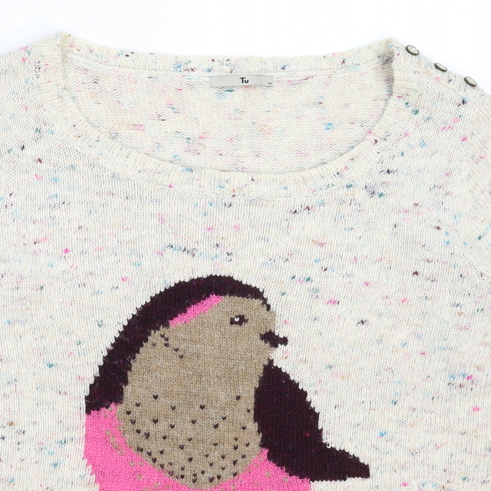 TU Womens Grey  Knit Pullover Jumper Size 16