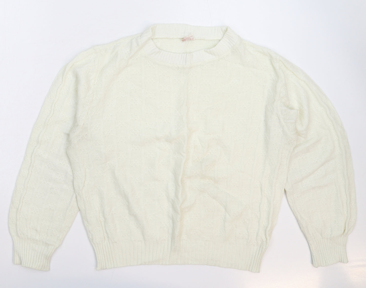 Preworn Womens White  Knit Pullover Jumper Size L