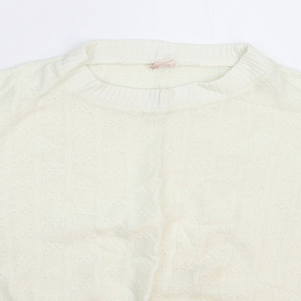 Preworn Womens White  Knit Pullover Jumper Size L