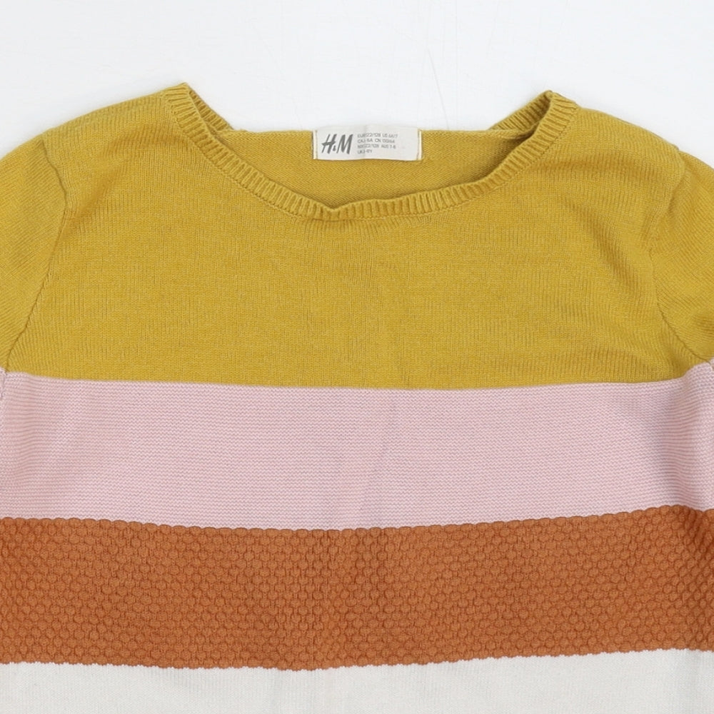 H&M Girls Multicoloured Striped Knit Pullover Jumper Size 7-8 Years