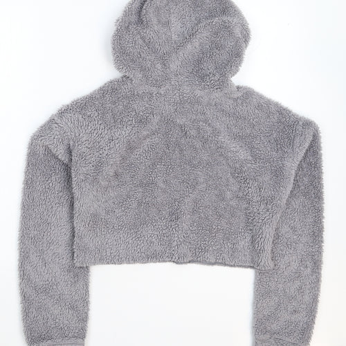 SheIn Womens Grey  Fleece Pullover Hoodie Size S  - Crop