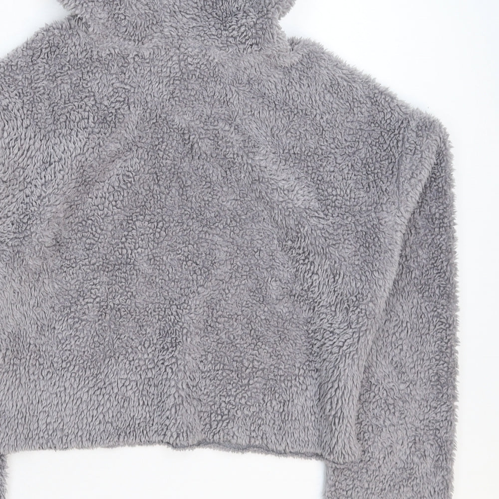 SheIn Womens Grey  Fleece Pullover Hoodie Size S  - Crop