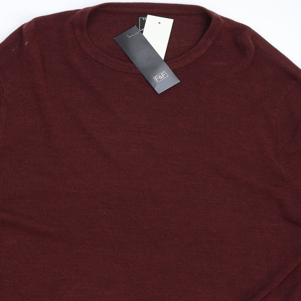 F&F Mens Brown  Knit Pullover Jumper Size XL