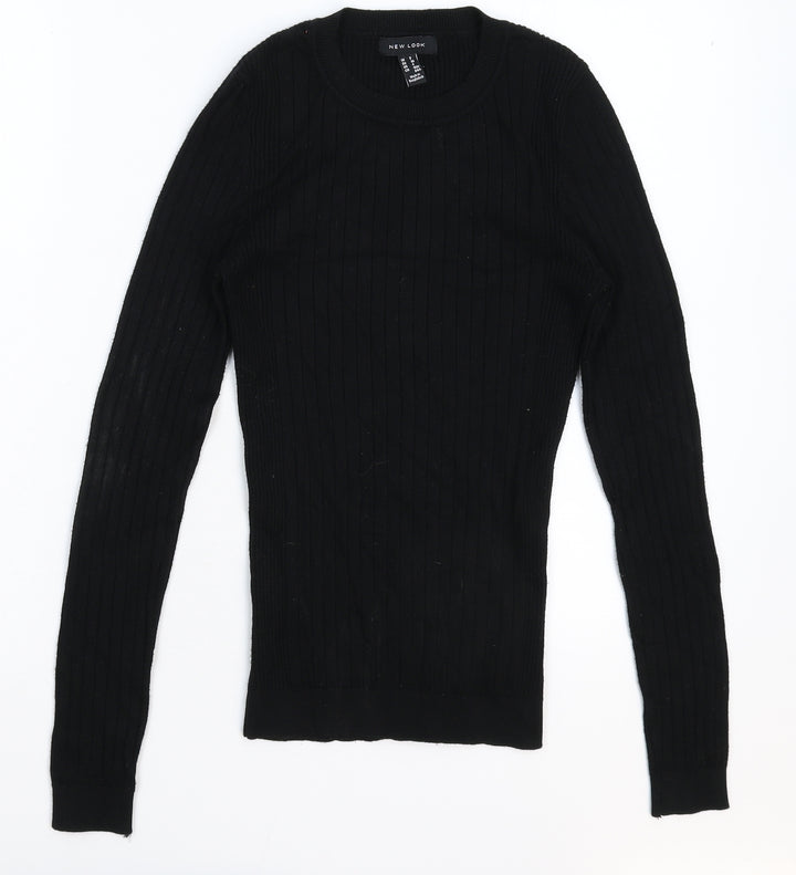 New Look Womens Black Knit Pullover Jumper Size 8