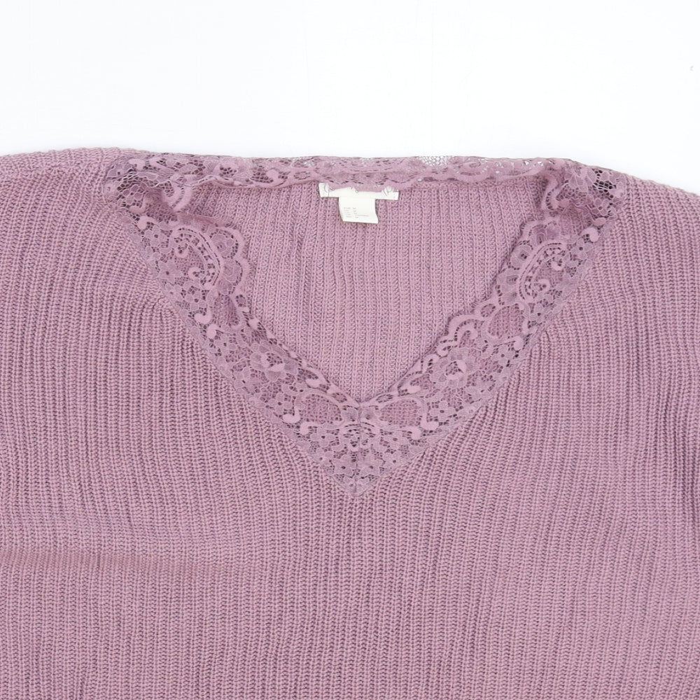 H&M Womens Purple  Knit Pullover Jumper Size M  - Oversized