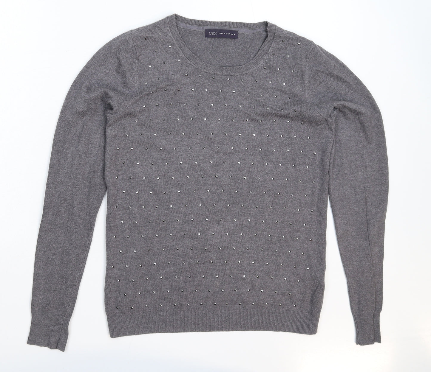 Marks and Spencer Womens Grey  Knit Pullover Jumper Size 8